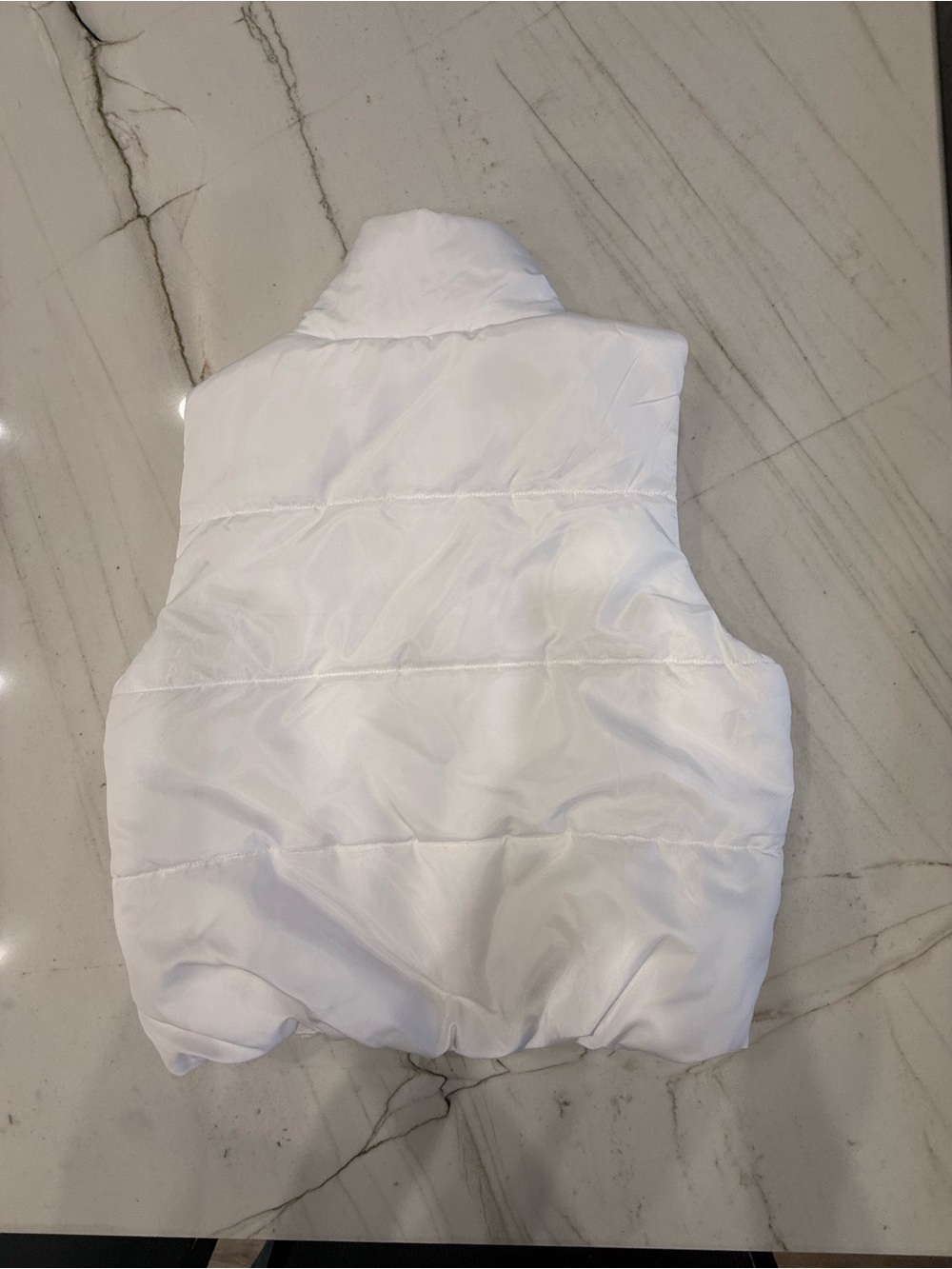 Women's White Quilted Puffer Vest with High Collar - Picture 2 of 5